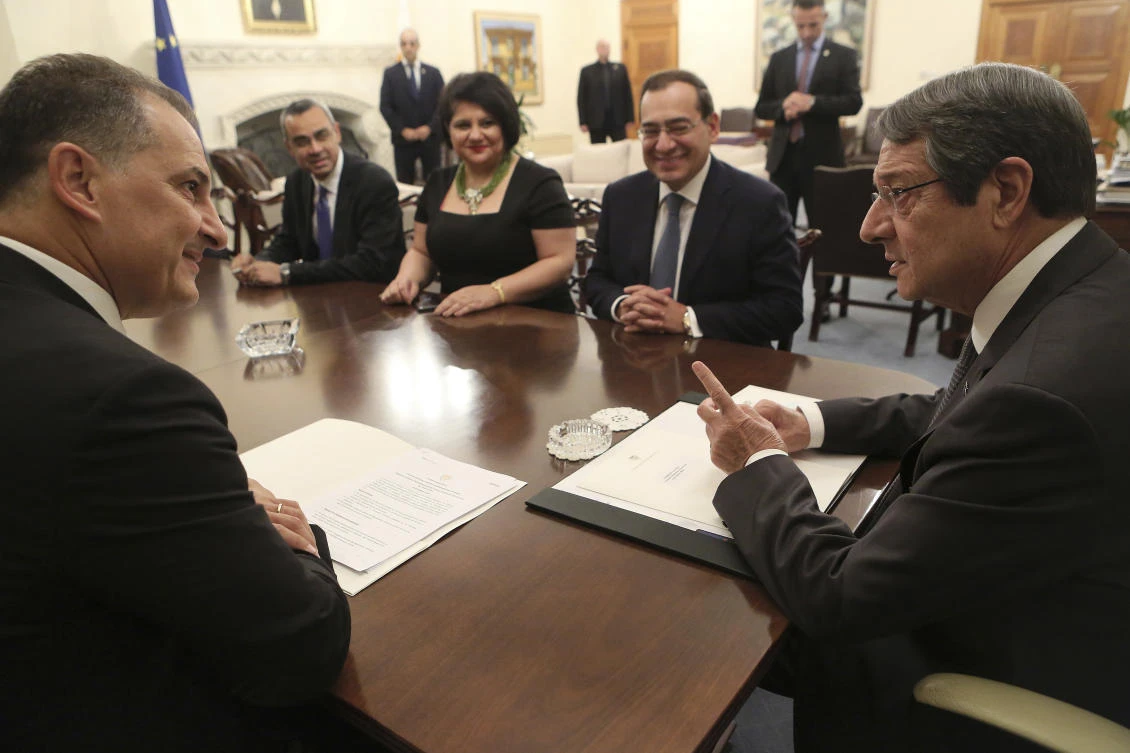 Egypt’s oil minister says Europe stands to win from a deal Cyprus and his country will sign to pipe offshore natural gas to processing plants in Egypt where it will be liquefied for export to the continent. (AP/Petros Karadjias)