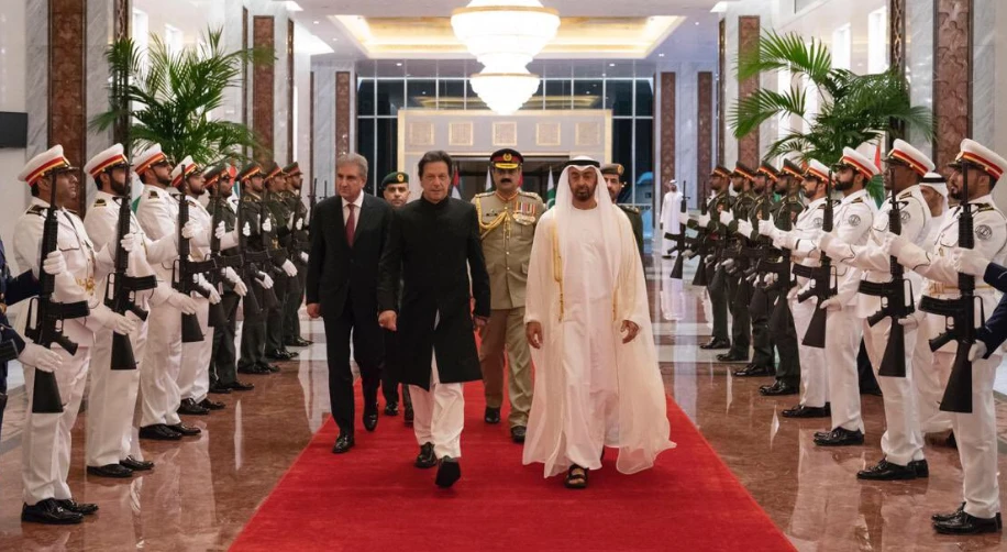 Sheikh Mohammad Bin Zayed Al Nahyan, Crown Prince of Abu Dhabi held talks Khan on regional and international issues. (WAM)