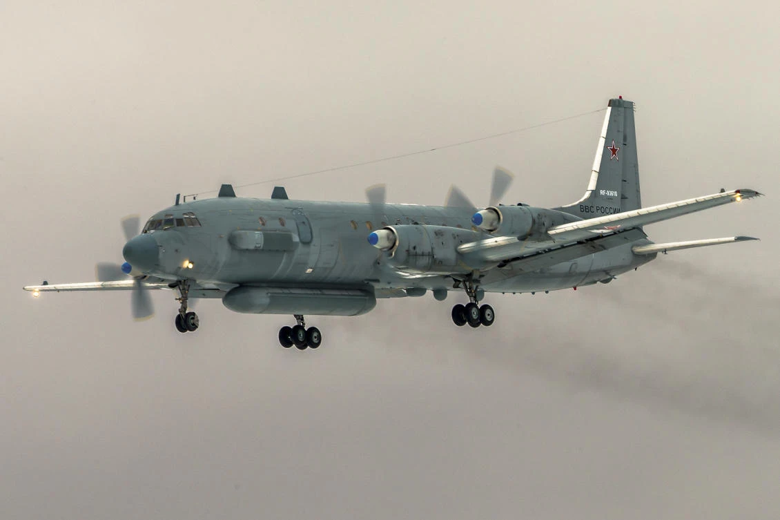 In this photo taken on Saturday, March 4, 2017, a Il-20 electronic intelligence plane of the Russian air force flays near Kubinka airport, outside Moscow, Russia. (AP)