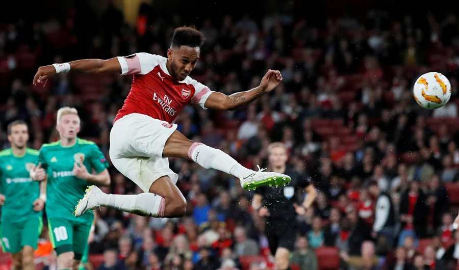 Aubameyang opened the scoring in London after 32 minutes of the Group E encounter. (Reuters)