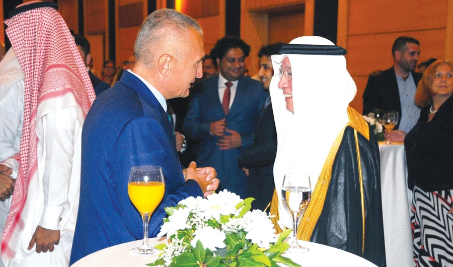 Albanian President Ilir Meta meets Saudi Ambassador Abdul Momin bin Mohammed Sharaf in Tirana on Friday. (SPA)