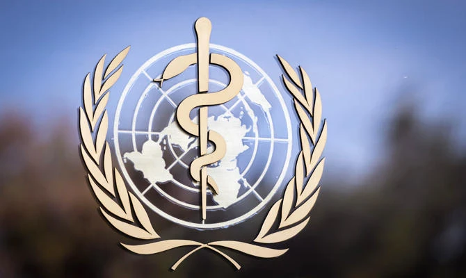 The logo of the World Health Organization (WHO) is pictured on the facade of the WHO headquarters on October 24, 2017 in Geneva. (AFP)