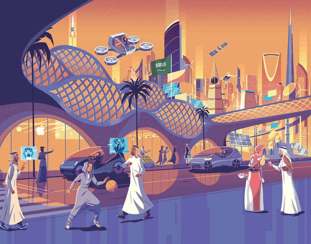 Arab News, the Middle East’s leading English-language daily, today announces the launch of a digital service to track and explain the ambitious reforms underway in Saudi Arabia. Illustration by Steve Scott for Arab News