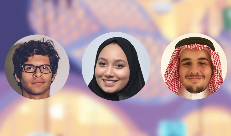 A vision of the future: the youth who will turn 30 in 2030; Musab Al-Majnouni, left, Lojain Maawadh and Firas Al-Nasser. (AN photo)