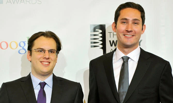 Facebook CEO Mark Zuckerberg, which bought Instagram in 2012, founders Mike Krieger, left, and Kevin Systrom ‘extraordinary product leaders.’ (Reuters)