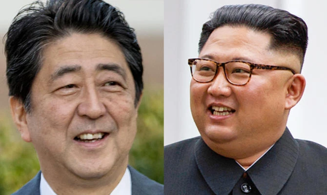 Japanese Prime Minister Shinzo Abe, left, and North Korea's Kim Jong Un. (AP)