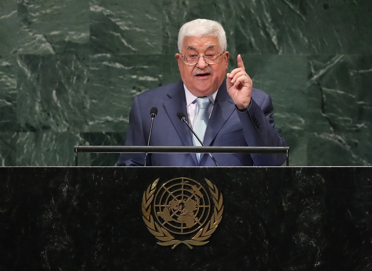 Palestinian President Mahmoud Abbas addresses the United Nations General Assembly on September 27, 2018 in New York City. (AFP)