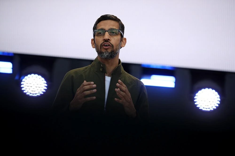 Google CEO Sundar Pichai delivers the keynote address at the Google I/O 2018 Conference. (File/AFP)