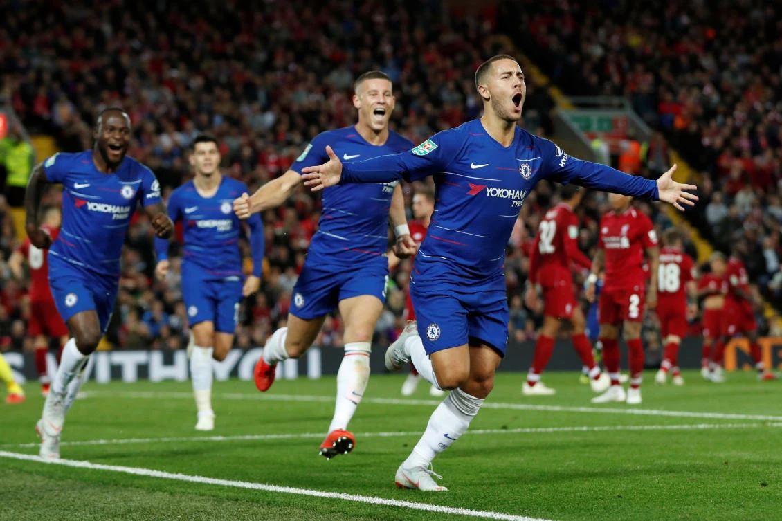 Eden Hazard scored a winder goal against Liverpool on Wednesday. The Reds know they will have to stop him at Stamford Bridge on Saturday. (AFP)