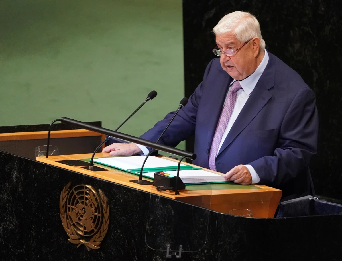 Syrian Foreign Minister Walid Al-Moualem addresses the 73rd session of the General Assembly at the United Nations in New York on September 28, 2018. (AFP)