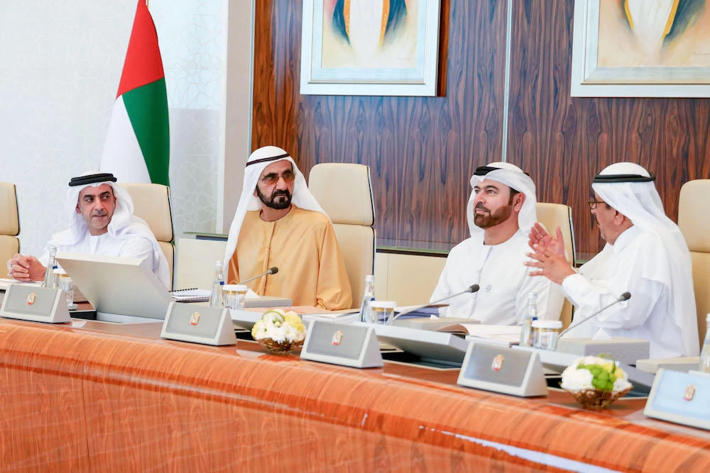 UAE’s Vice President, Prime Minister and Ruler of Dubai Sheikh Mohammed bin Rashid Al-Maktoum chaired the weekly UAE cabinet meeting. (WAM)