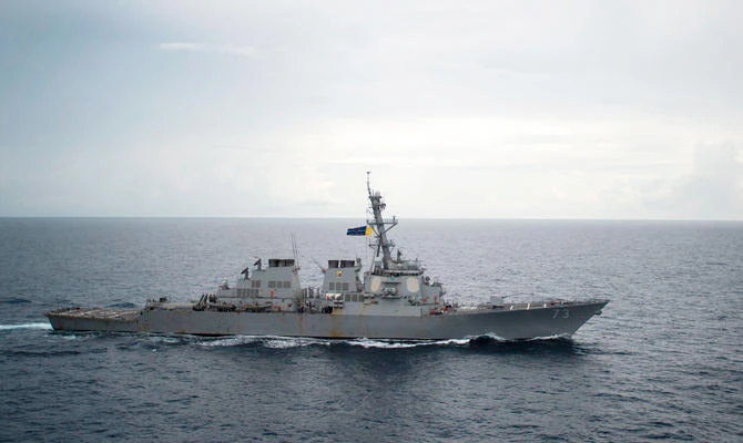 In this file photo taken on October 21, 2016, the guided-missile destroyer USS Decatur (DDG 73) operates in the South China Sea as part of the Bonhomme Richard Expeditionary Strike Group (ESG). (AFP)