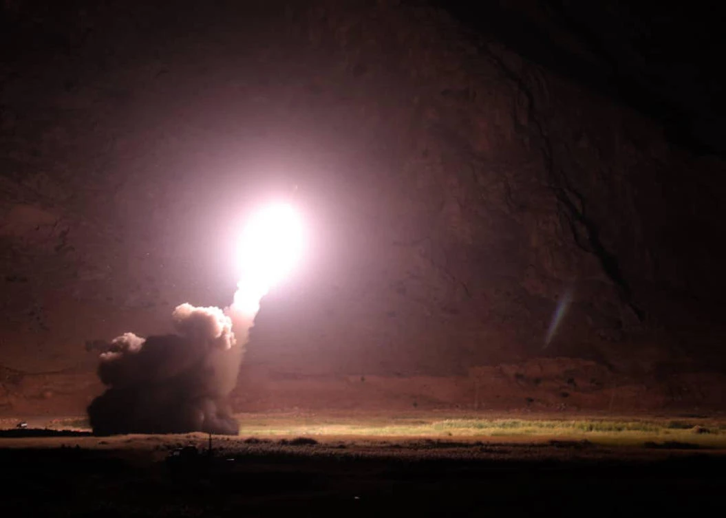 Iran’s Revolutionary Guard launches missiles from an undisclosed location to target militants in eastern Syria early on Monday, October 1 in this handout photo. (Iran Revolutionary Guard via SEPAH News/AFP)