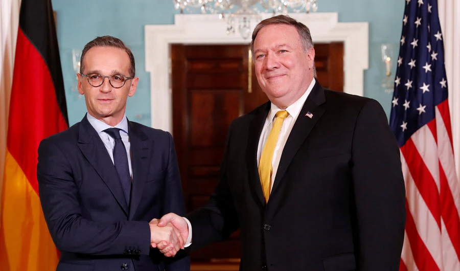 US Secretary of State Mike Pompeo meets German Foreign Minister Heiko Maas (L) at the State Department in Washington on October 3, 2018. (REUTERS/Kevin Lamarque)