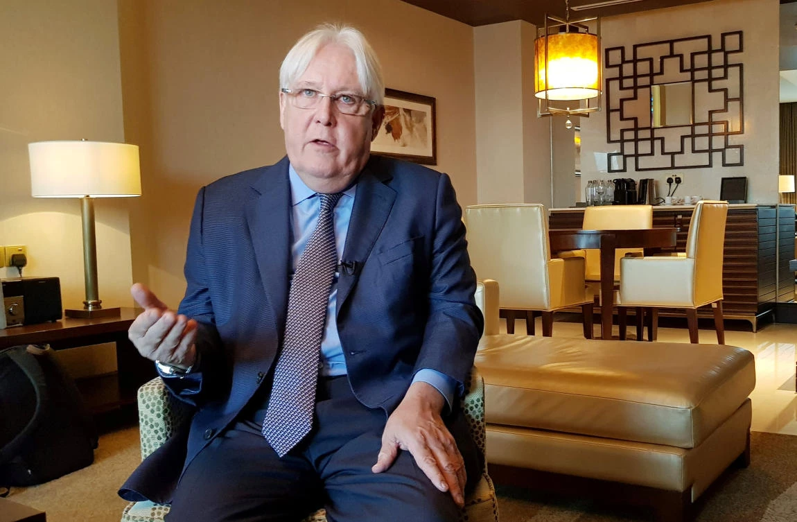 United Nations Special Envoy to Yemen Martin Griffiths speaks during an interview with Reuters in Abu Dhabi, UAE, October 4, 2018. (Reuters)