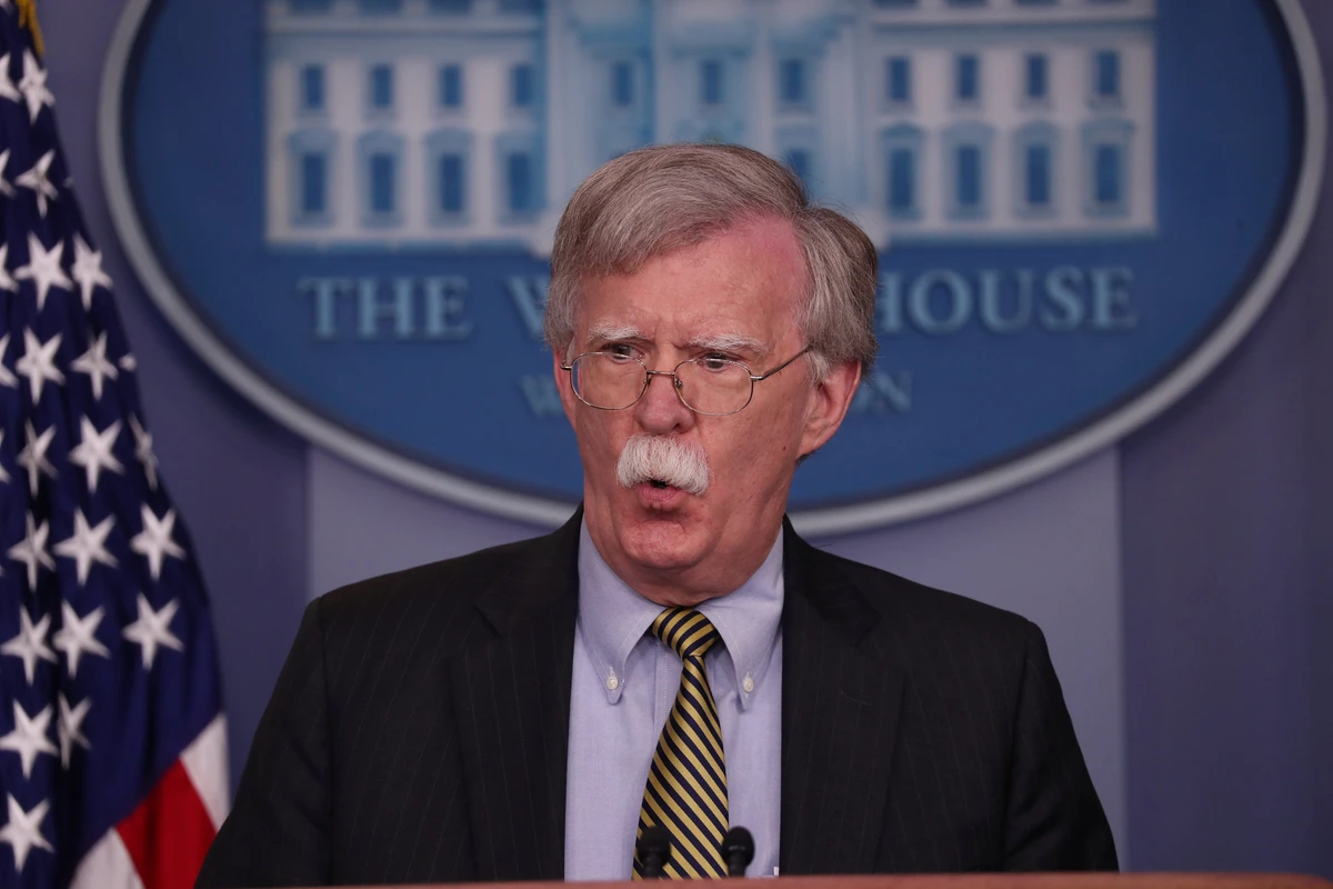 White House national security adviser John Bolton speaking to reporters at a US counterterrorism presentation. (Reuters)