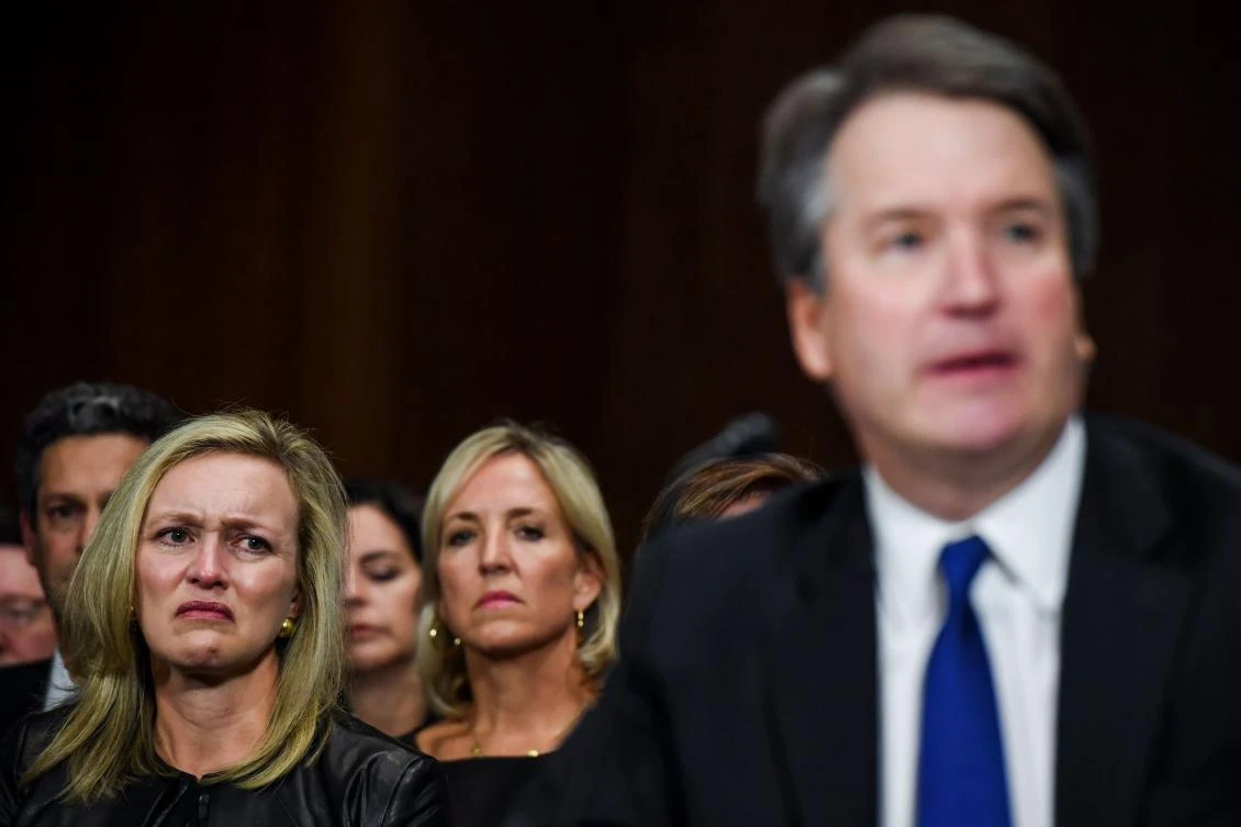 Laura Cox Kaplan, tears up as Judge Brett M. Kavanaugh testifies in front of the Senate Judiciary committee regarding sexual assault allegations at the Dirksen Senate Office Building on Capitol Hill on September 27, 2018 in washington,DC. (AFP)