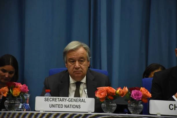 Secretary-General of the United Nations, Antonio Guterres attends a session of the “Commission on Crime Prevention and Criminal Justice” in Vienna, Austria. (File Photo / AFP)