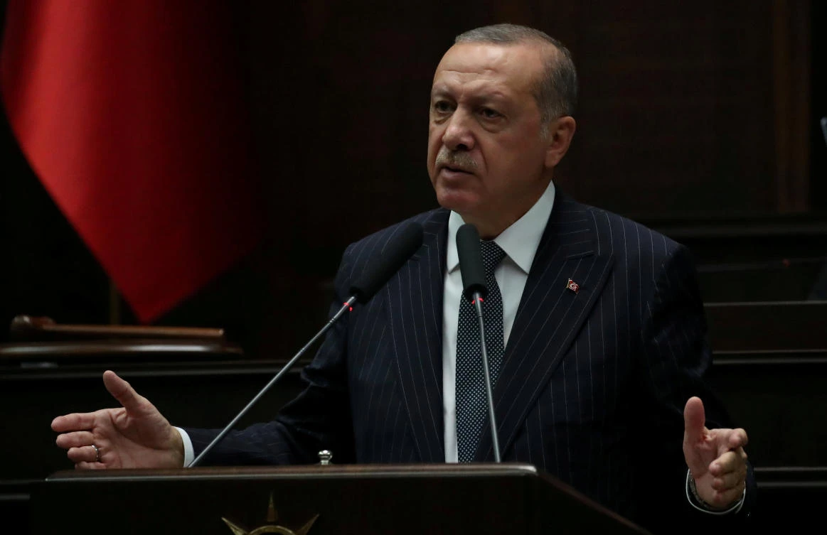 Turkish President Tayyip Erdogan addresses members of his AK Party in parliament in Ankara, Turkey, October 2, 2018. (Reuters/Umit Bektas)
