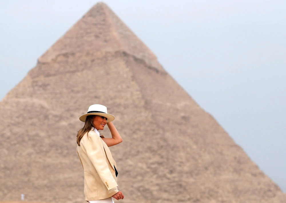 US first lady Melania Trump visits the Pyramids in Cairo. (Reuters)