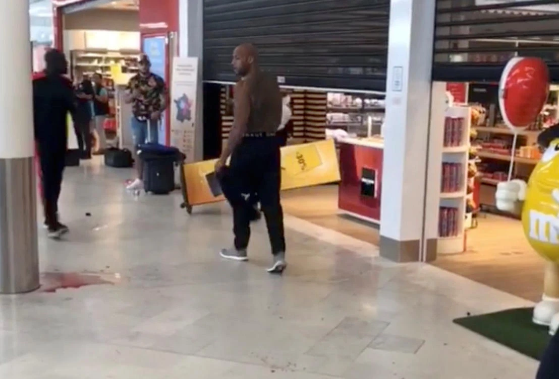 Rapper Booba is seen in Orly Airport in Paris, France August 1, 2018 in this still image taken from a video obtained from social media on October 9, 2018. (Reuters)
