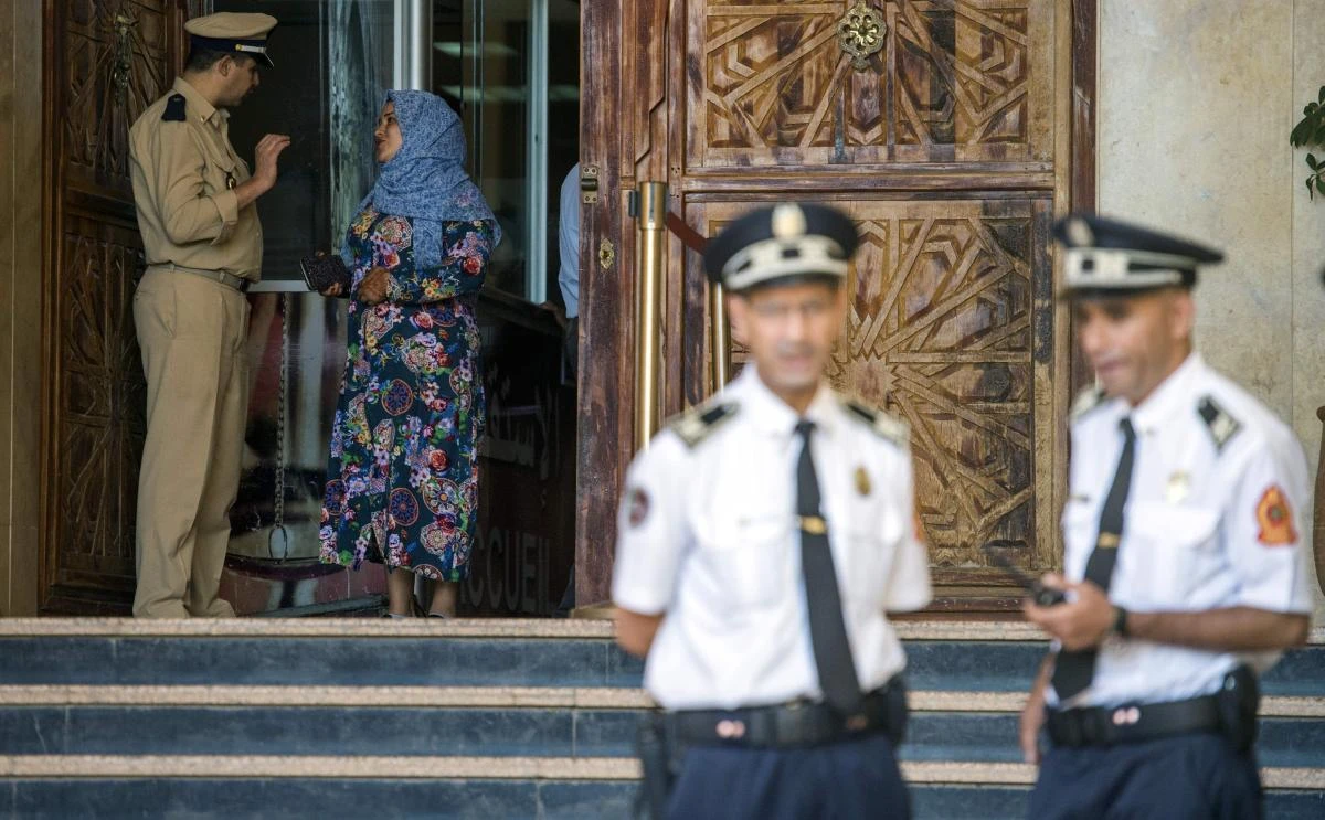 A picture taken on October 10, 2018, shows the entrance to the courthouse of the Moroccan city of Beni Mellal. Seventeen-year-old Khadija who has accused several men from her village of gang-rape, maintained her accusations today before an investigating judge, despite insults and threats from her detractors, her father said. (AFP)