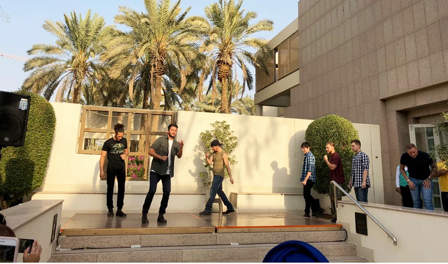 The Tap Dogs perform at the Australian Embassy compound in Riyadh. (Supplied photo)