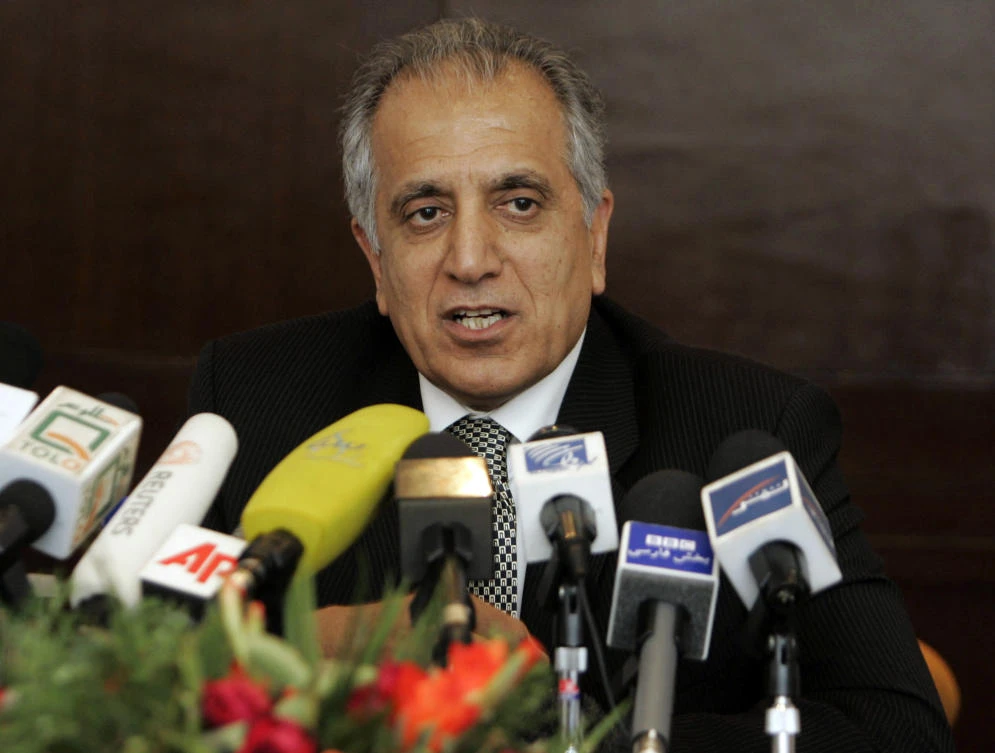 Afghan-born US adviser Zalmay Khalilzad met with Afghanistan’s President Ashraf Ghani on Saturday and briefed him about his 10-day tour of four countries conducted in a bid to bring the Taliban to the negotiating table. (AP)