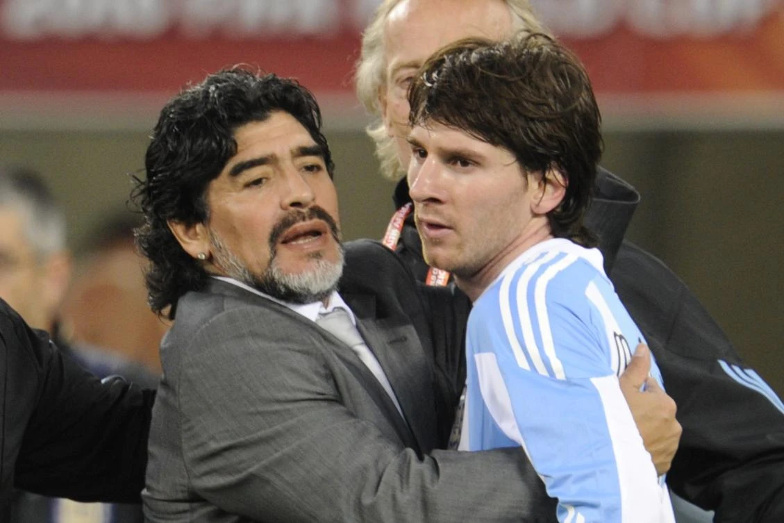 Maradona and Messi when the former was the Barca boy's national team coach. (AFP)