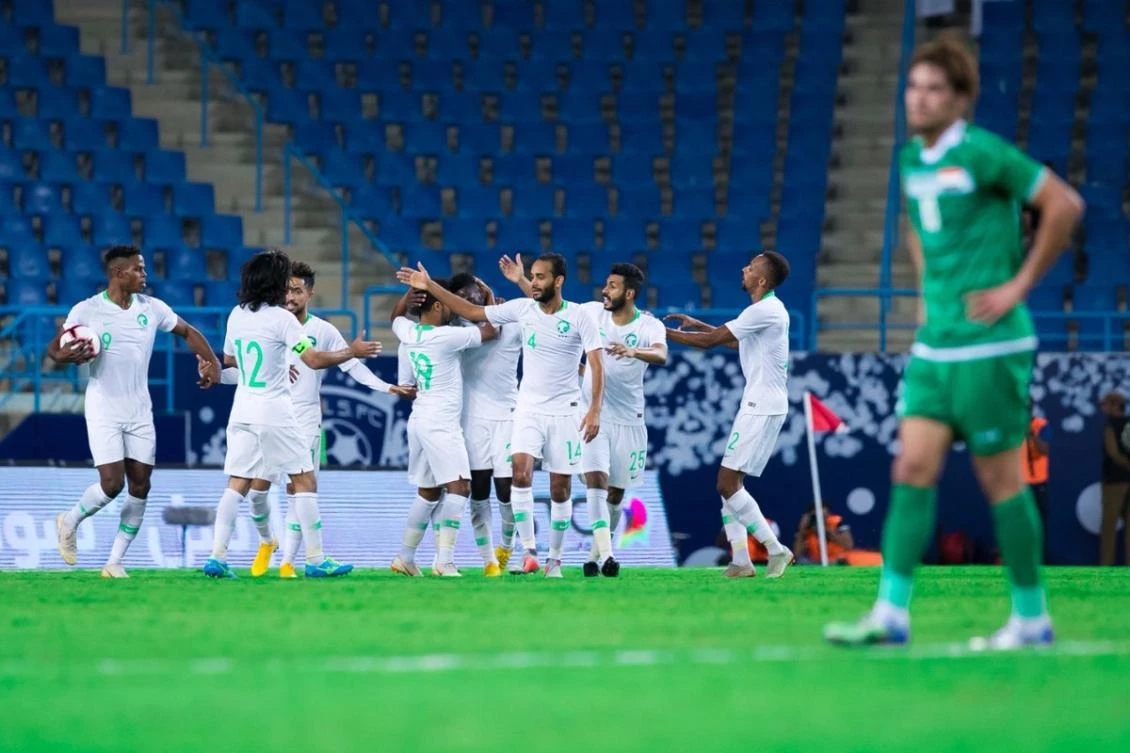 Saudi Arabia left it late to salvage a draw in their match against Iraq on Monday night, with Abdulaziz Al-Bishi scoring in the 94th minute. (Twitter: @SaudiNT)
