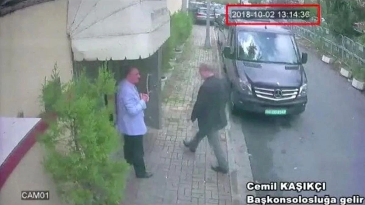 Saudi journalist Jamal Khashoggi entering the Kingdom's embassy in Istanbul. (Screengrab)