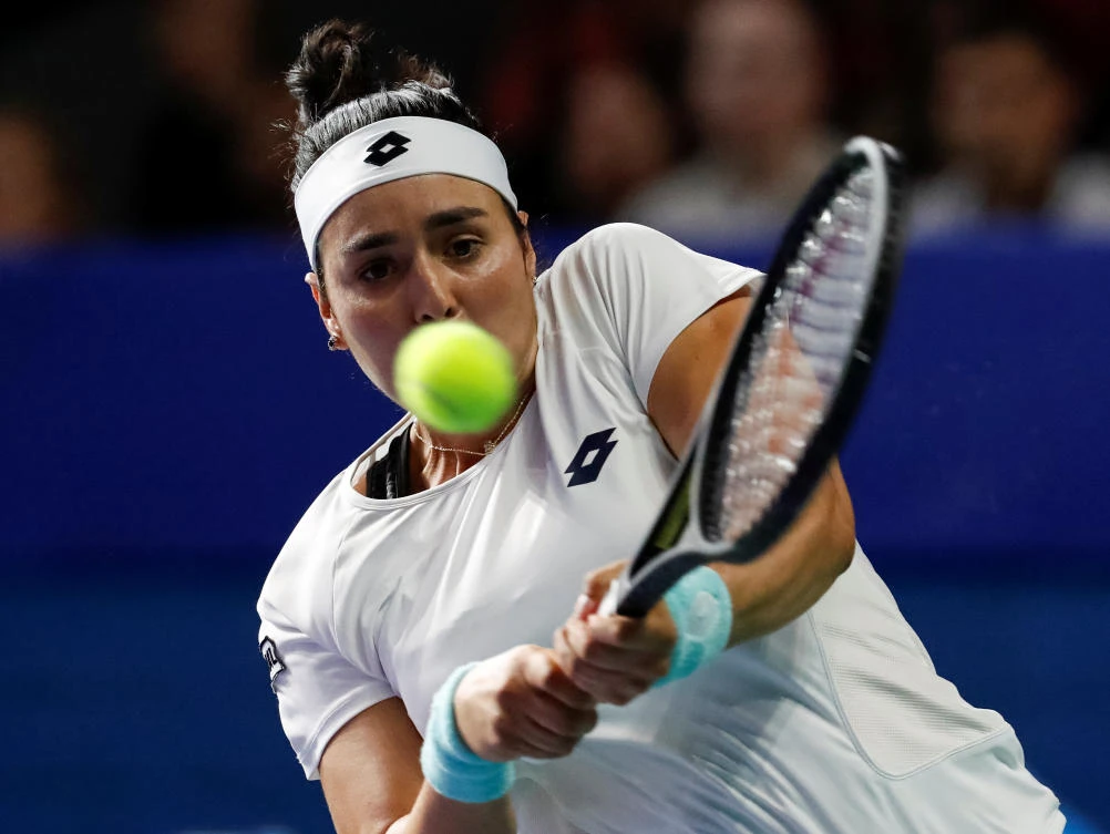 Ons Jabeur of Tunisia in action against Daria Kasatkina of Russia in the final of the Kremlin Cup. (Reuters)