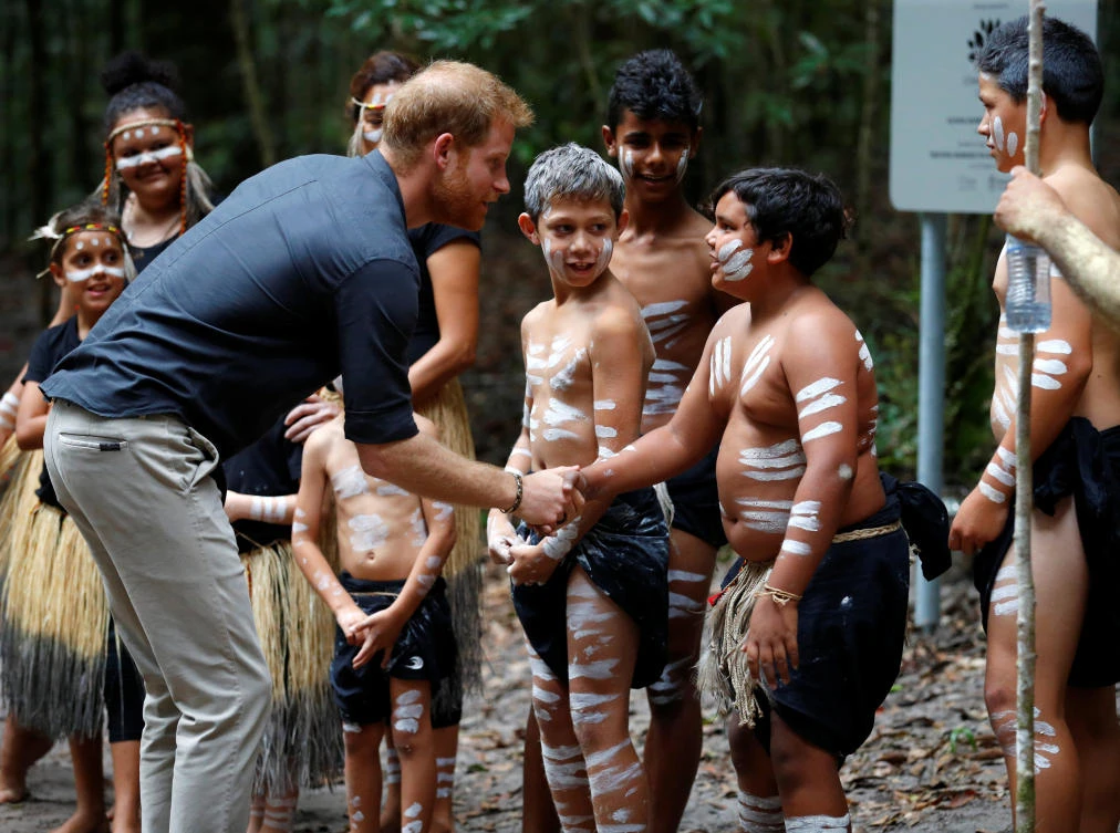 Britain’s Prince Harry was greeted with a traditional Aboriginal ceremony. (Reuters)