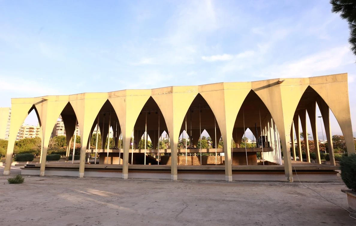 A view of an arched structure in the grounds of the Tripoli International Fair. (AFP)