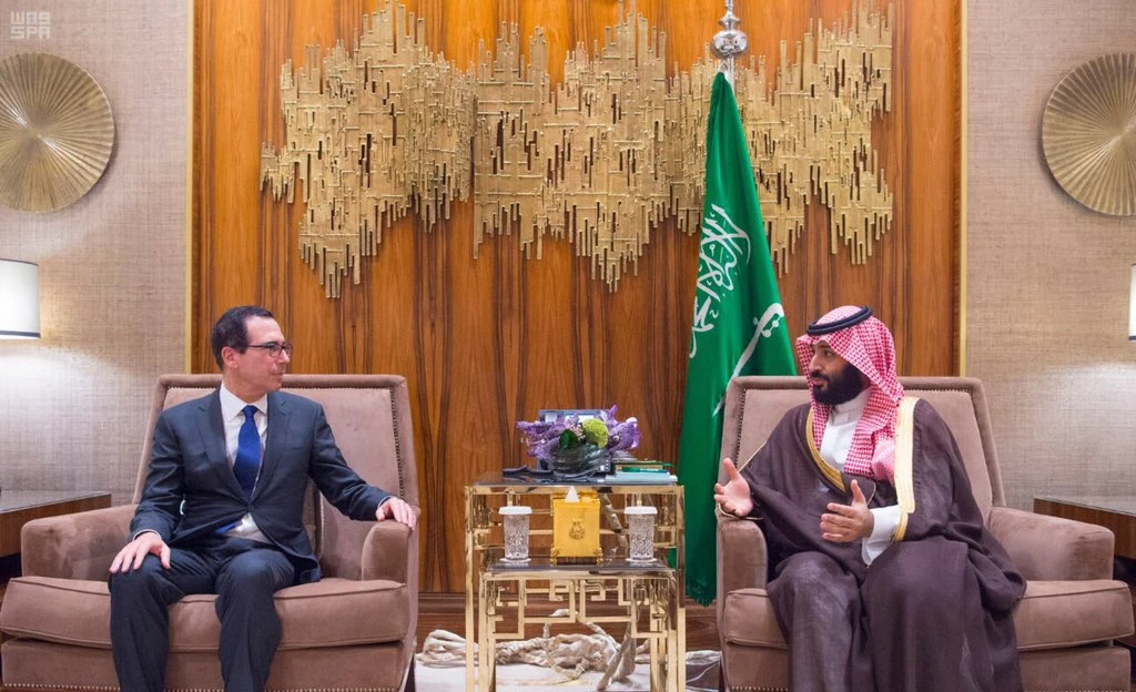 Saudi Arabia’s Crown Prince meets with US Treasury Secretary Mnuchin