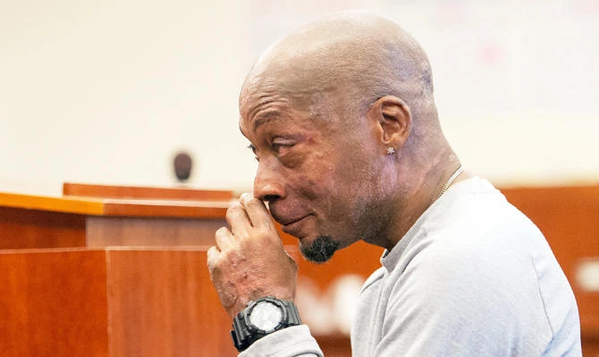 In this Aug. 10, 2018, file photo, plaintiff DeWayne Johnson reacts after hearing the verdict in his case against Monsanto at the Superior Court in San Francisco. (AP)