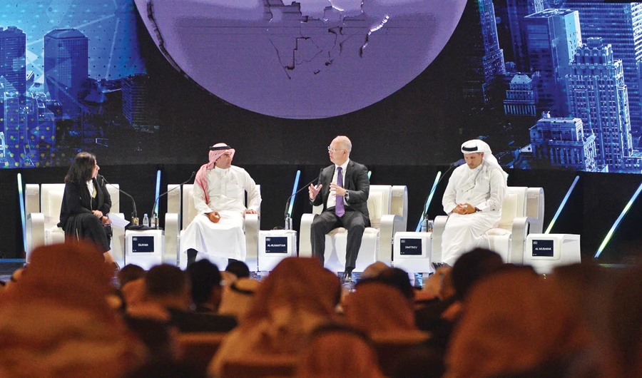 Top CEOs at the opening ceremony of the Future Investment Initiative conference in Riyadh. (AFP)
