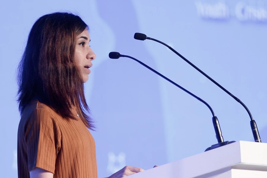 ‘Let hope unite us,’ Nadia Murad says in UAE in her first appearance as a Nobel laureate