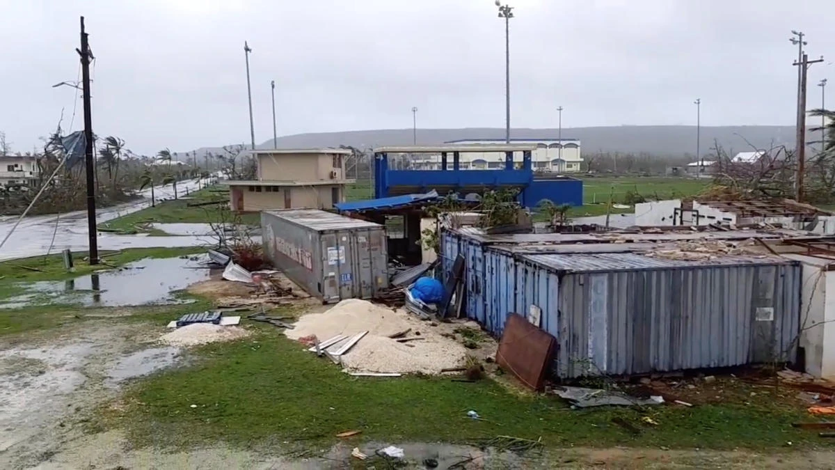 A view shows damages caused by Super Typhoon Yutu in Tinian, Northern Mariana Islands, US, on October 25, 2018, in this still image taken from a video obtained from social media. (Office of The Mayor of Tinian and Aguiguan/via REUTERS)