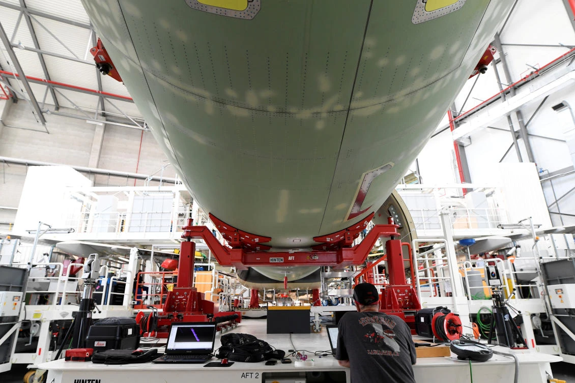 The A320 production line at Airbus in Hamburg, Germany. (Reuters)