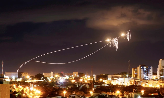 Iron Dome anti-missile system fires interception missiles as rockets are launched from Gaza towards Israel as seen from the city of Ashkelon, Israel October 27, 2018. (REUTERS)