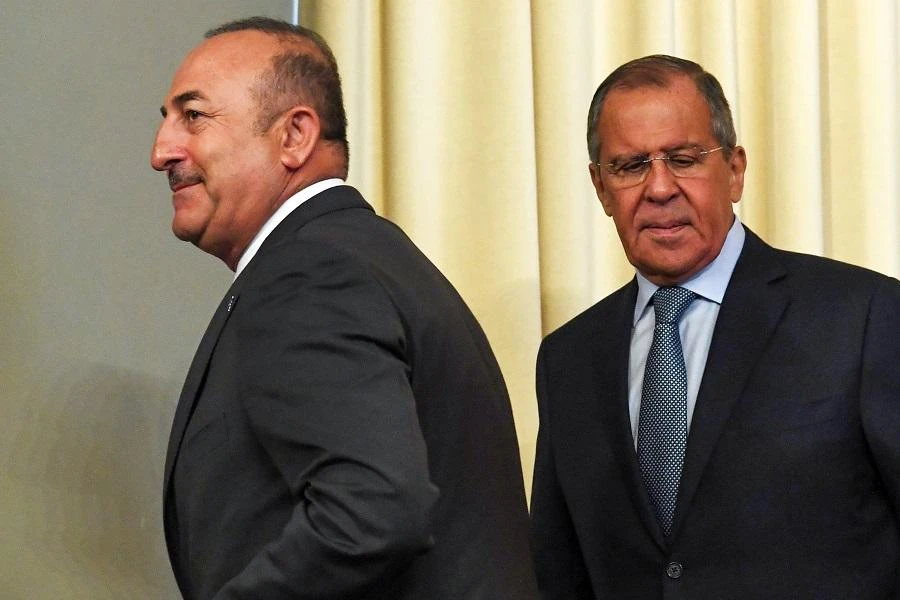 Turkish Foreign Minister Mevlut Cavusoglu met his Russian counterpart Sergei Lavrov ahead of the four-way summit on Syria to be held in Istanbul. (File/AFP)