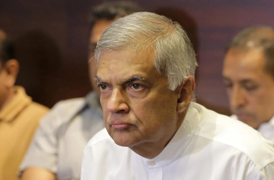 Sri Lanka's sacked Prime Minister Ranil Wickeremesinghe attends a media briefing in Colombo, Sri Lanka, Saturday, Oct. 27, 2018. (AP/Eranga Jayawardena)