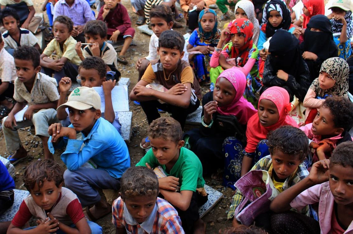 Around two million children across the country now have no access to schooling, according to the United Nations children’s fund (UNICEF), and the war that has pushed Yemen to the brink of famine shows no sign of waning. (AFP/Essa Ahmad)