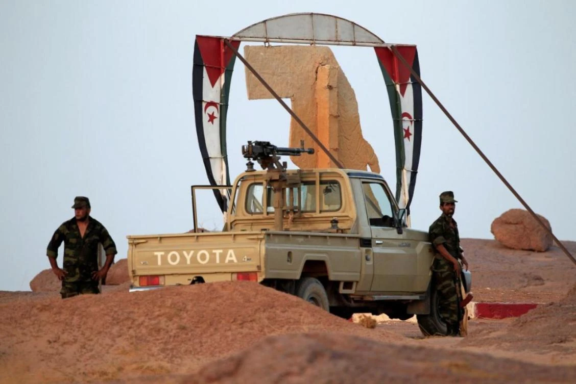 Polisario Front soldiers stand at an entrance of the fifth sector base in Bir Lahlou, Western Sahara, September 9, 2016. (Reuters)