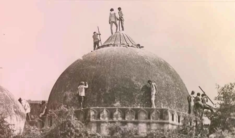 Hindu fanatics are seen demolishing the Babri Mosque in 1992, five years after clashes with Muslims in which 350 people died. On Oct.31, 2018, an Indian court sentenced 16 police officers to life imprisonment massacring dozens of unarmed Muslims during the 1987 riots in the country’s north. (Video grab from an HTV video via YouTube)