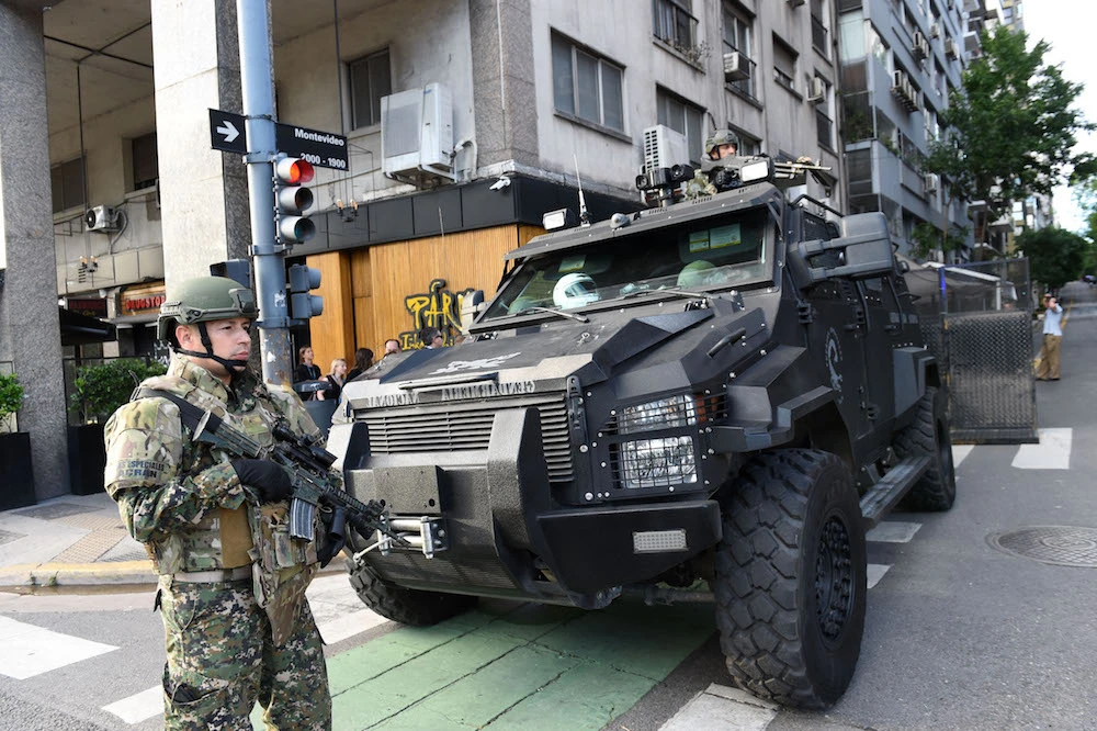 Security forces stand guard in downtown Buenos Aires, on November 30, 2018, on the first day of the G20 Leaders' Summit. (AFP)