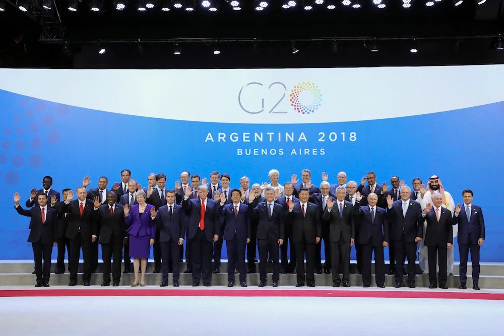 Participants of the G20 Leaders' Summit in Buenos Aires, pose for the family photo on November 30, 2018. (AFP)