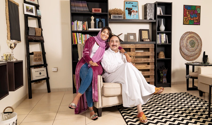 Nouf with her father Ahmed in Dammam. (AN photo by Ziyad Alarfaj)