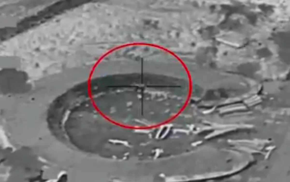 A Screengrab from the coalition press conference shows the area that the military operation targeted.